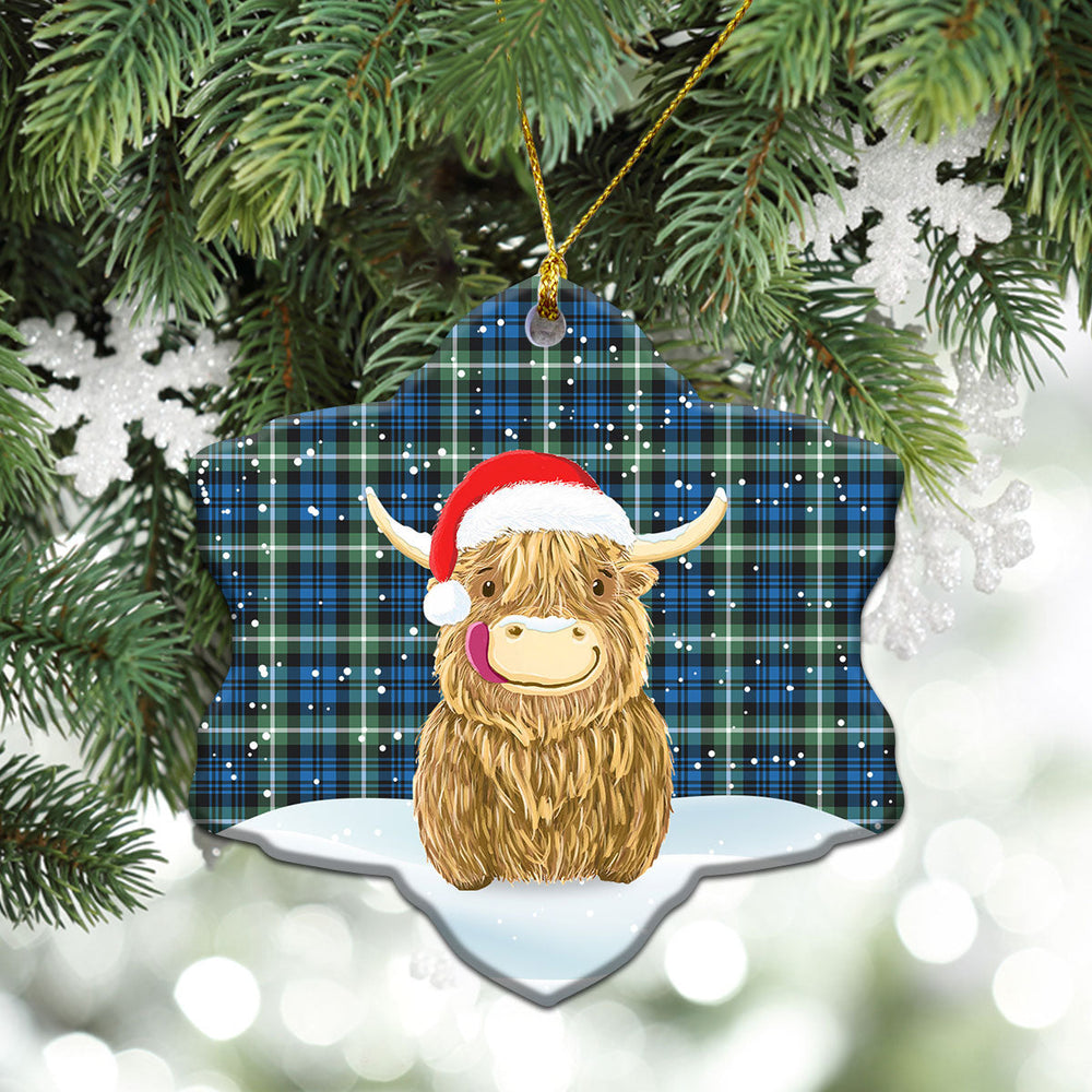 Clan Lamont Ancient Tartan Christmas Ceramic Ornament Highland Cows Style KO33 Lamont Ancient Tartan Tartan Ornament   