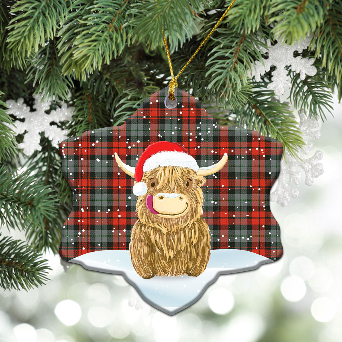 Clan MacLachlan Weathered Tartan Christmas Ceramic Ornament Highland Cows Style XV85 MacLachlan Weathered Tartan Tartan Ornament   
