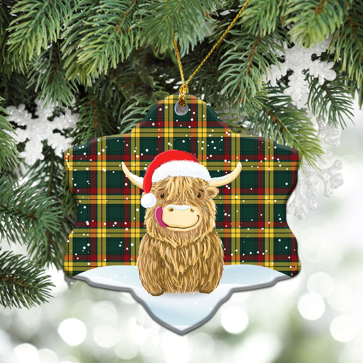 Clan MacMillan Old Modern Tartan Christmas Ceramic Ornament Highland Cows Style GA99 MacMillan Old Modern Tartan Tartan Ornament   