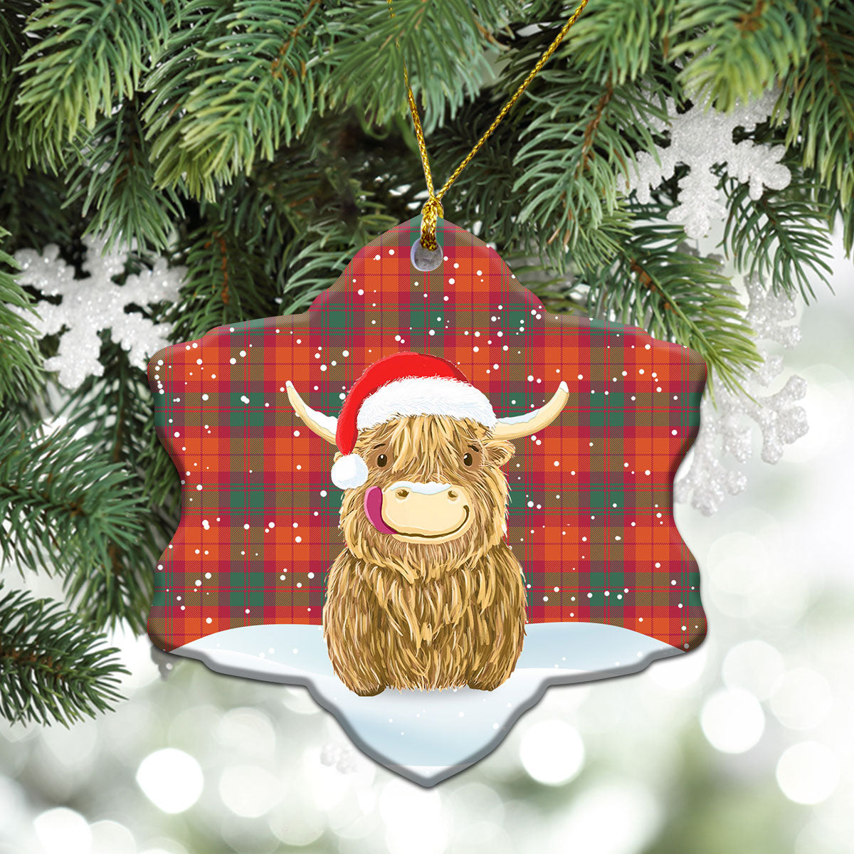 Clan MacNab Ancient Tartan Christmas Ceramic Ornament Highland Cows Style YH45 MacNab Ancient Tartan Tartan Ornament   