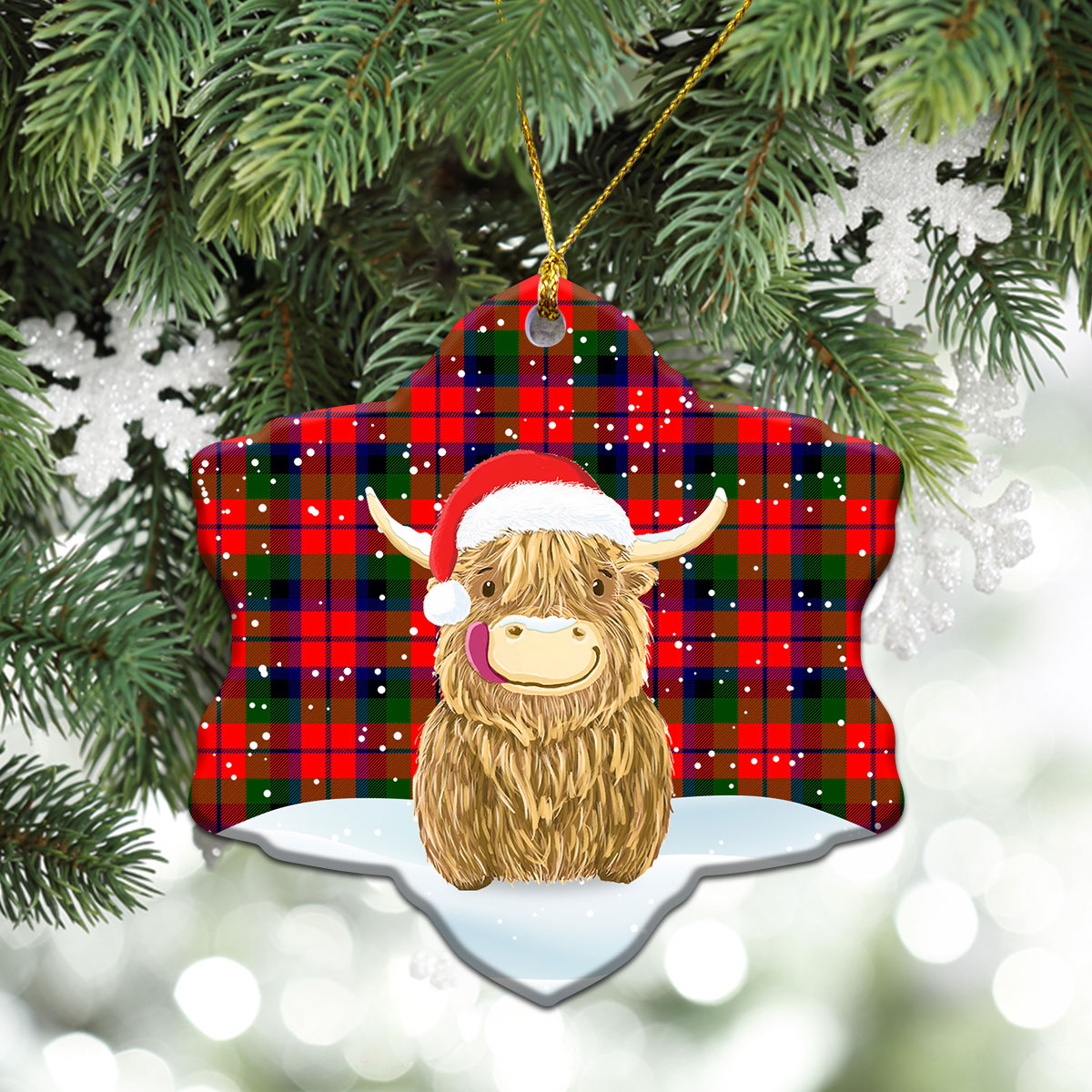 Clan MacNaughten Tartan Christmas Ceramic Ornament Highland Cows Style KQ45 MacNaughten Tartan Tartan Ornament   