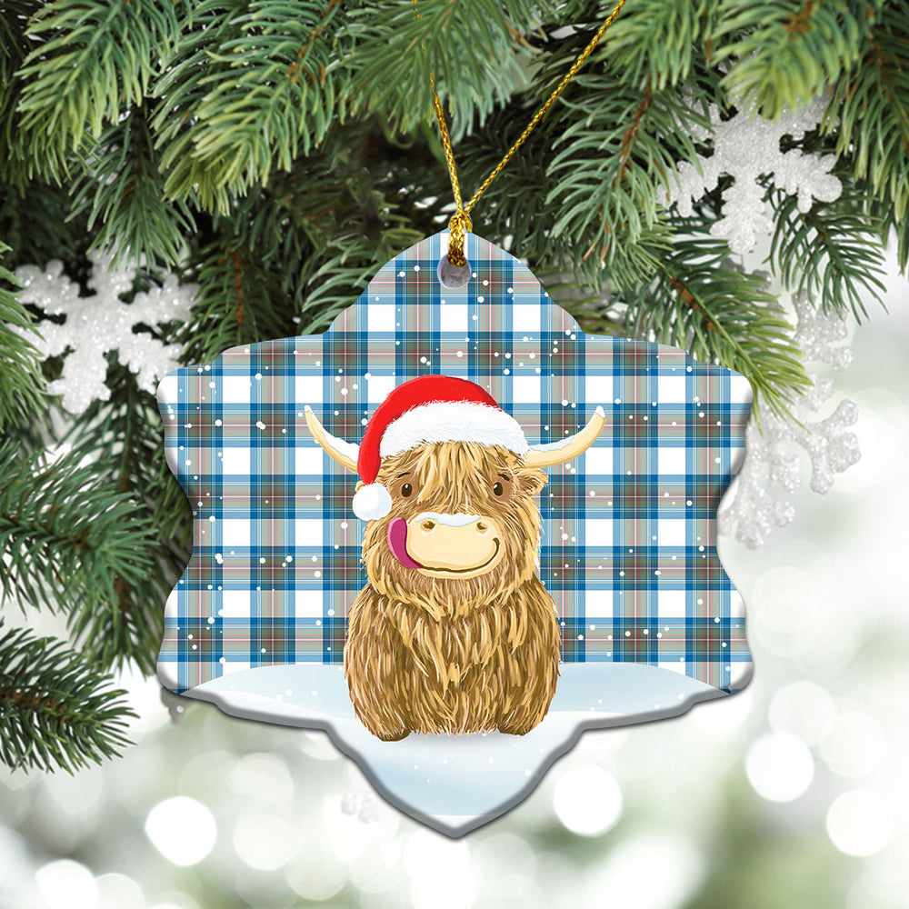 Clan Stewart Muted Blue Tartan Christmas Ceramic Ornament Highland Cows Style US37 Stewart Muted Blue Tartan Tartan Ornament   