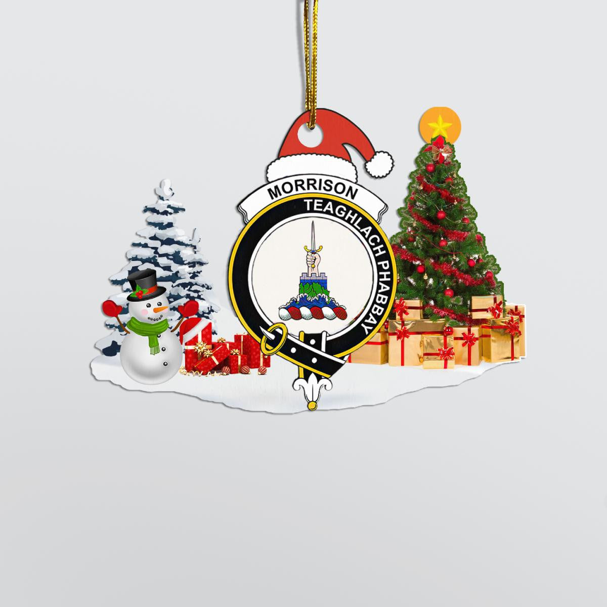 Clan Morrison Crest Tartan Acrylic Christmas Ornament PQ93 Morrison Tartan Tartan Christmas   