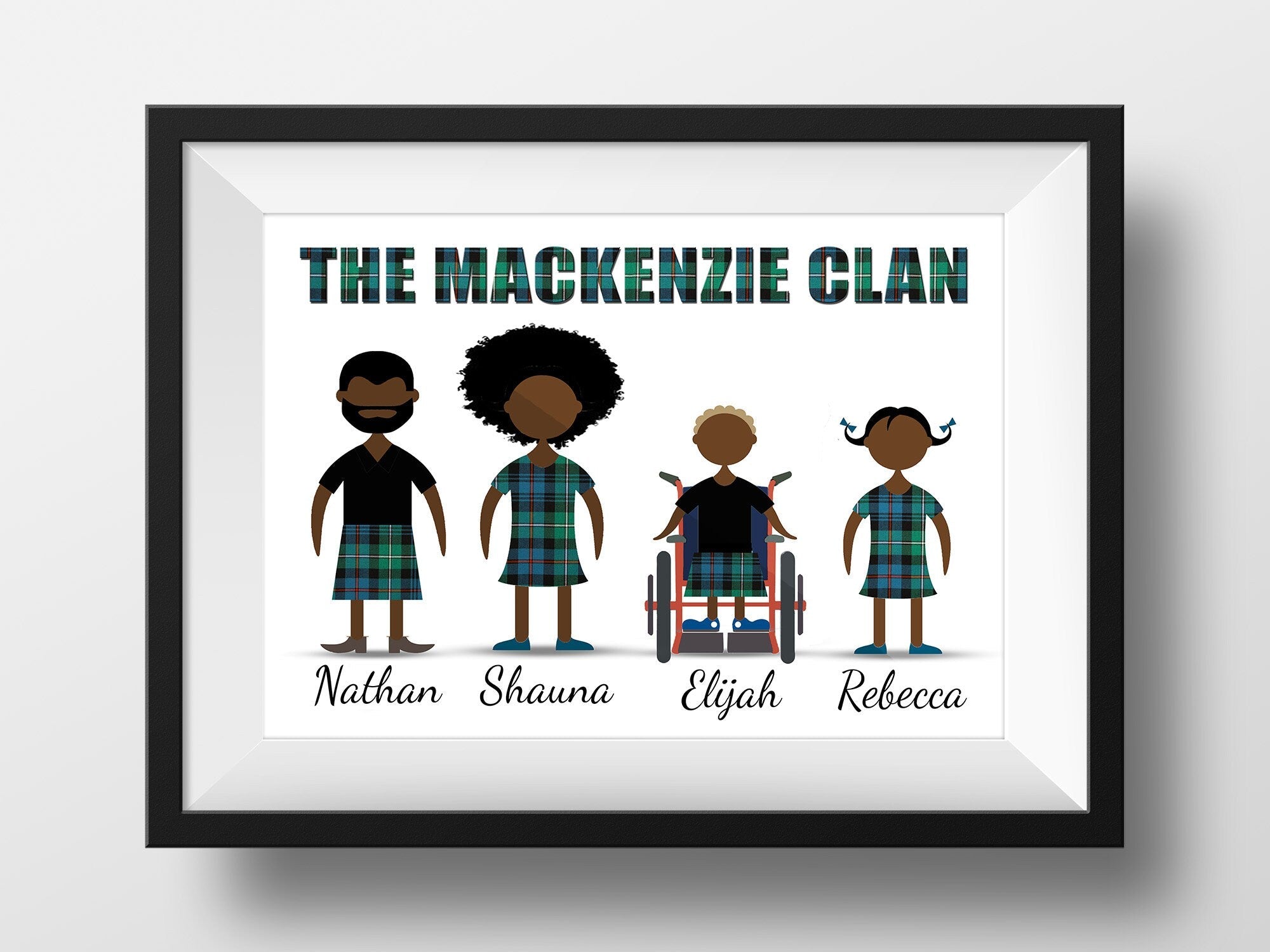 Scottish Clan Family Portrait – Personalized Canvas or Poster (Printed in the USA)