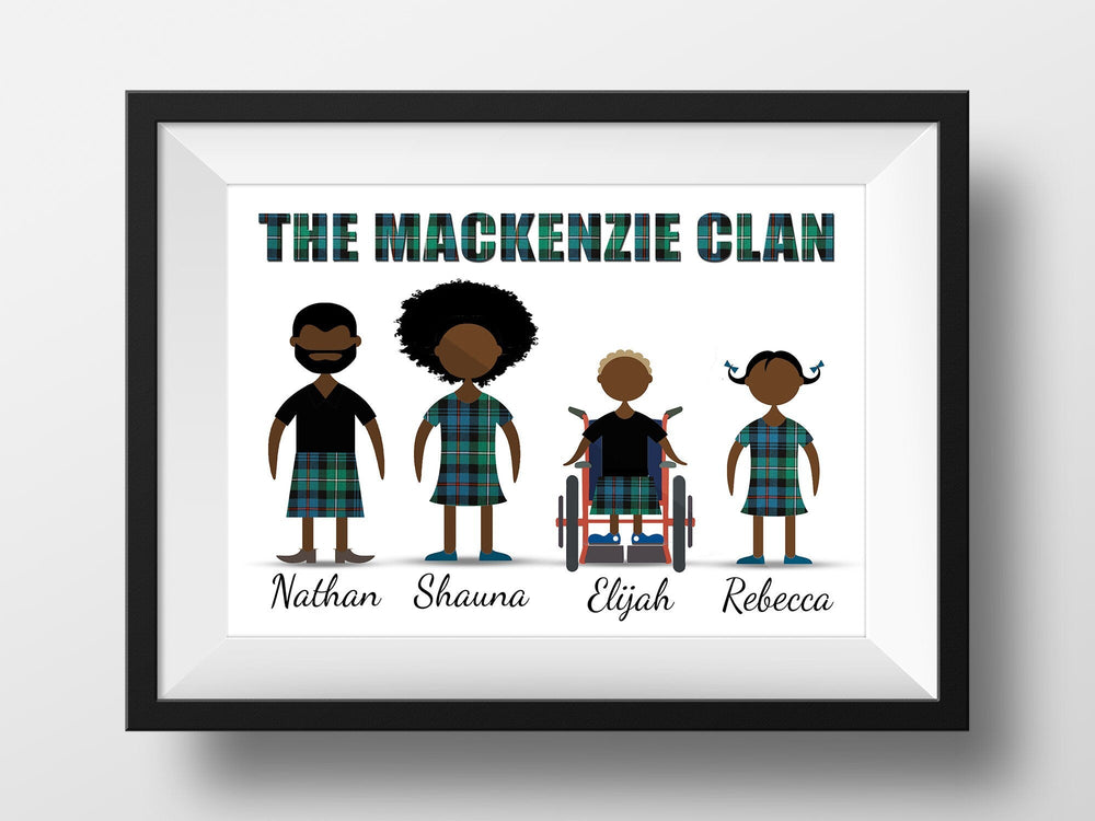 Scottish Clan Family Portrait – Personalized Canvas or Poster (Printed in the USA)
