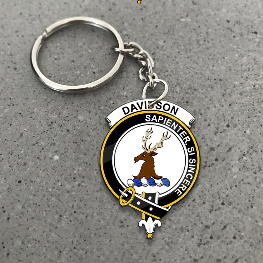 Clan Davidson Tartan Crest Keychain