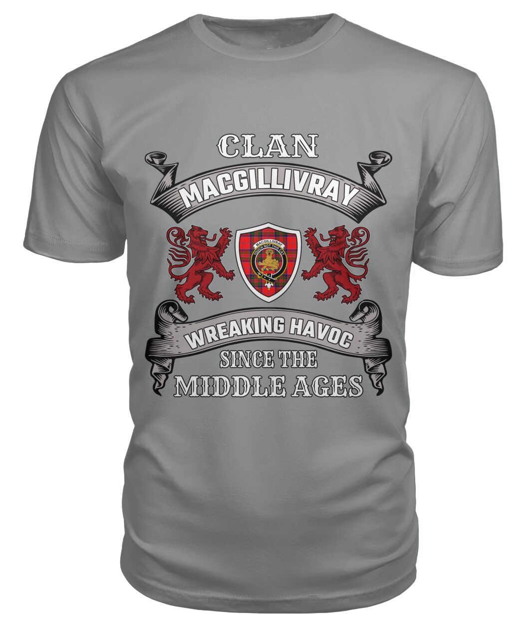 Clan MacGillivray Family Tartan 2D T-shirt JX40 MacGillivray Tartan Clan Tartan T-Shirt Storm Grey S MacGillivray Tartan Clan