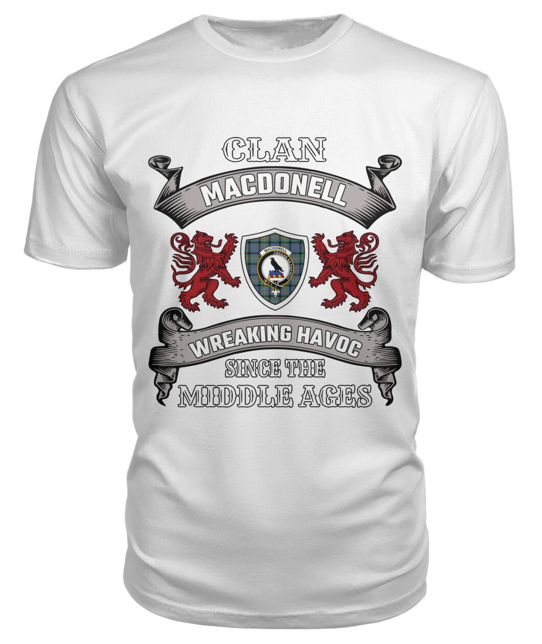 Clan MacDonell Family Tartan 2D T-shirt GW80 MacDonell Tartan Clan Tartan T-Shirt White S MacDonell Tartan Clan