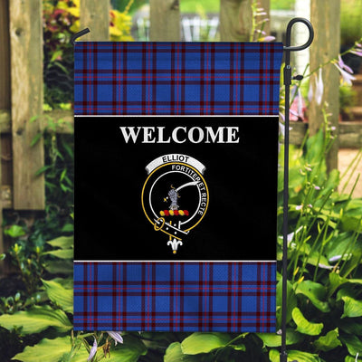 Clan Elliot Tartan Crest Black Garden Flag