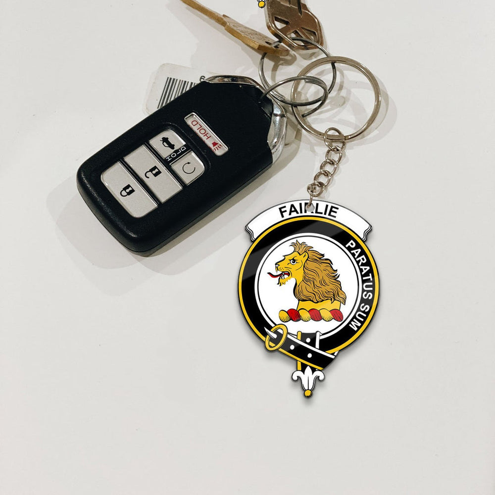 Clan Fairlie Tartan Crest Keychain GU10 Clan Fairlie Tartan Today   