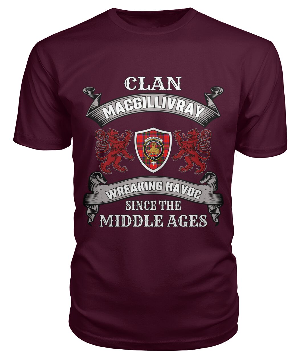 Clan MacGillivray Family Tartan 2D T-shirt JX40 MacGillivray Tartan Clan Tartan T-Shirt Maroon S MacGillivray Tartan Clan