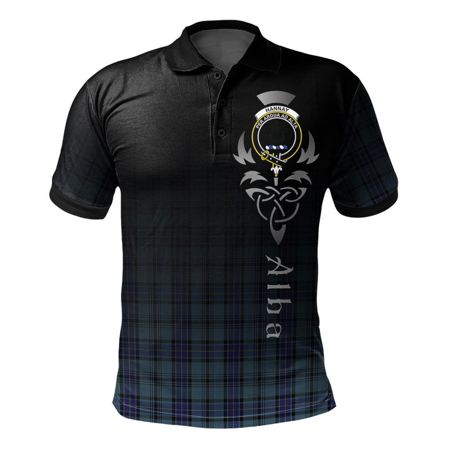 Clan Hannay Blue Tartan Polo Shirt - Alba Celtic Style RT42 Hannay Blue Tartan Tartan Polo   