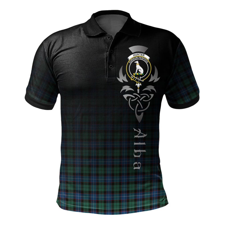 Clan Hunter Ancient Tartan Polo Shirt - Alba Celtic Style EL96 Hunter Ancient Tartan Tartan Polo   