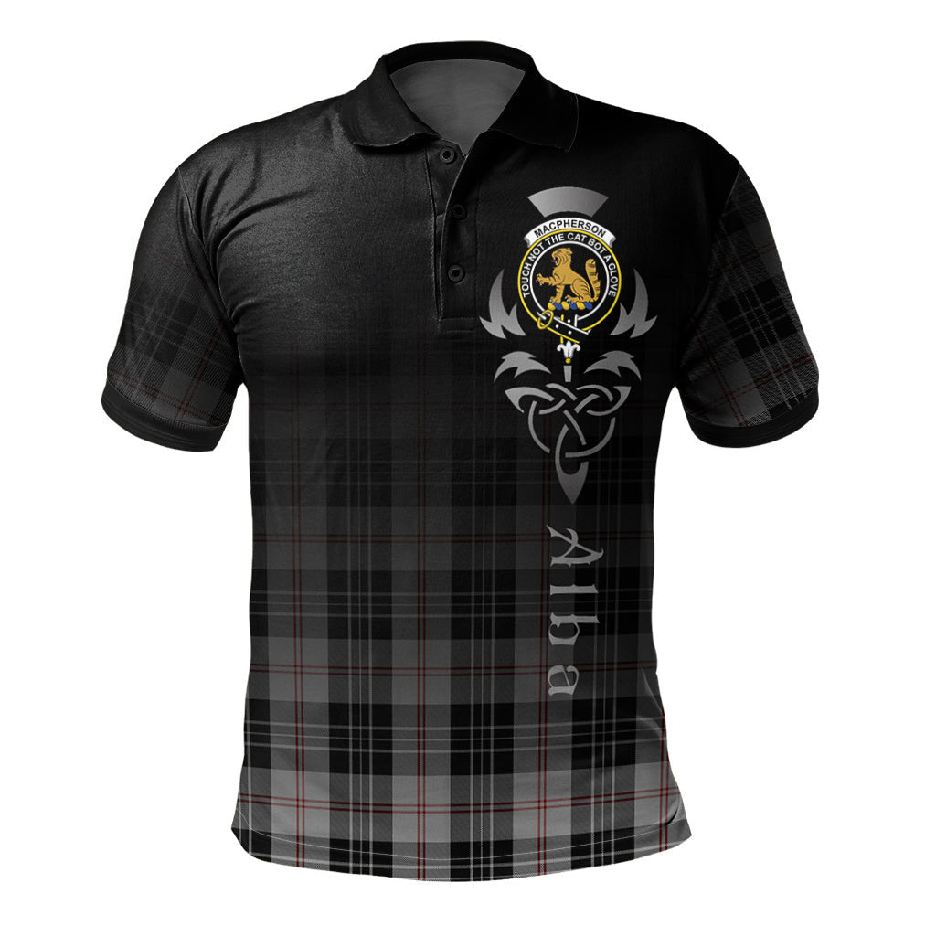 Clan MacPherson of Cluny Black and White Tartan Polo Shirt - Alba Celtic Style NM63 MacPherson of Cluny Black and White Tartan Tartan Polo   
