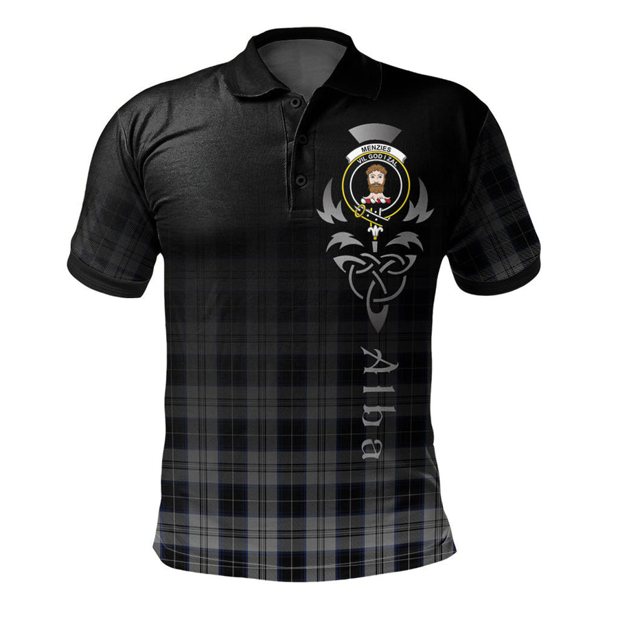 Clan Menzies Black Dress Tartan Polo Shirt - Alba Celtic Style LW47 Menzies Black Dress Tartan Tartan Polo   