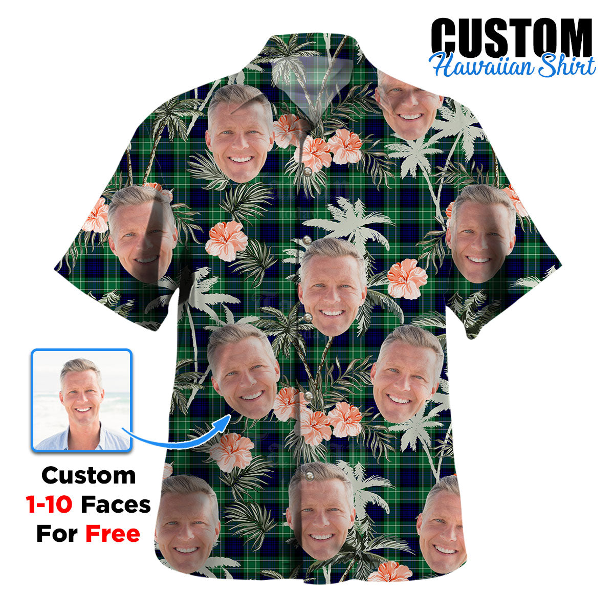 Clan Abercrombie Modern Tartan Custom Face Hawaiian Shirt – Unisex Gift for Family Members, Summer Party FX76 Abercrombie Modern Tartan Tartan Hawaii Shirt