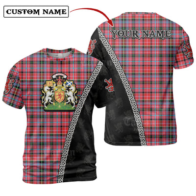 Personalized Clan Aberdeen District Tartan Shirt with Scotland Coat of Arms & Custom Name