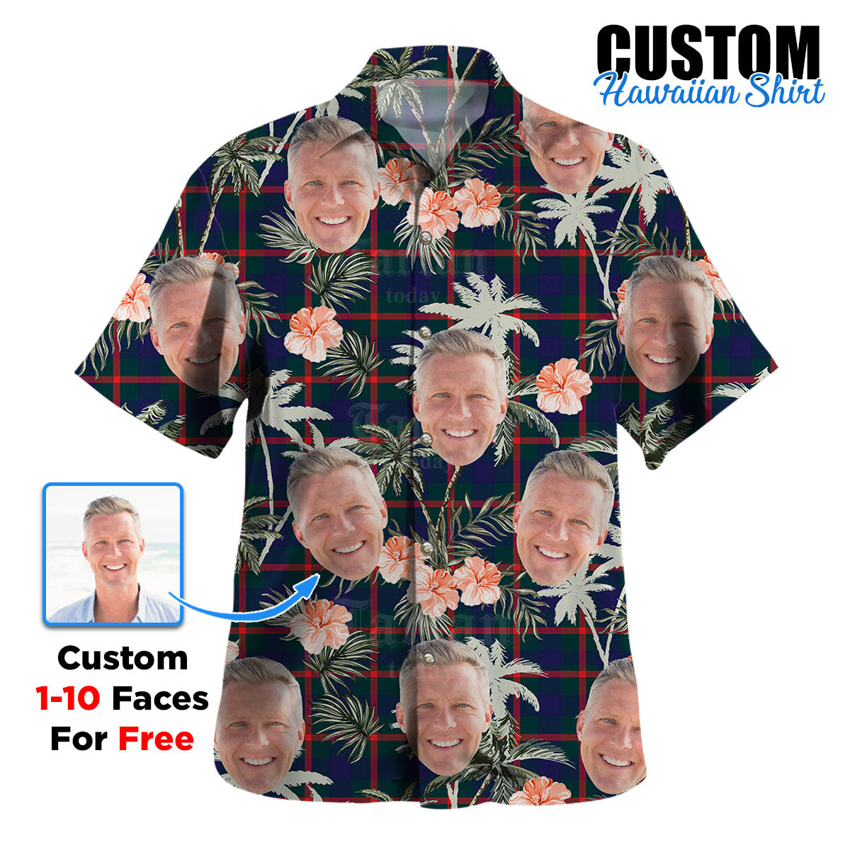 Clan Agnew Modern Tartan Custom Face Hawaiian Shirt – Unisex Gift for Family Members, Summer Party QQ55 Agnew Modern Tartan Tartan Hawaii Shirt