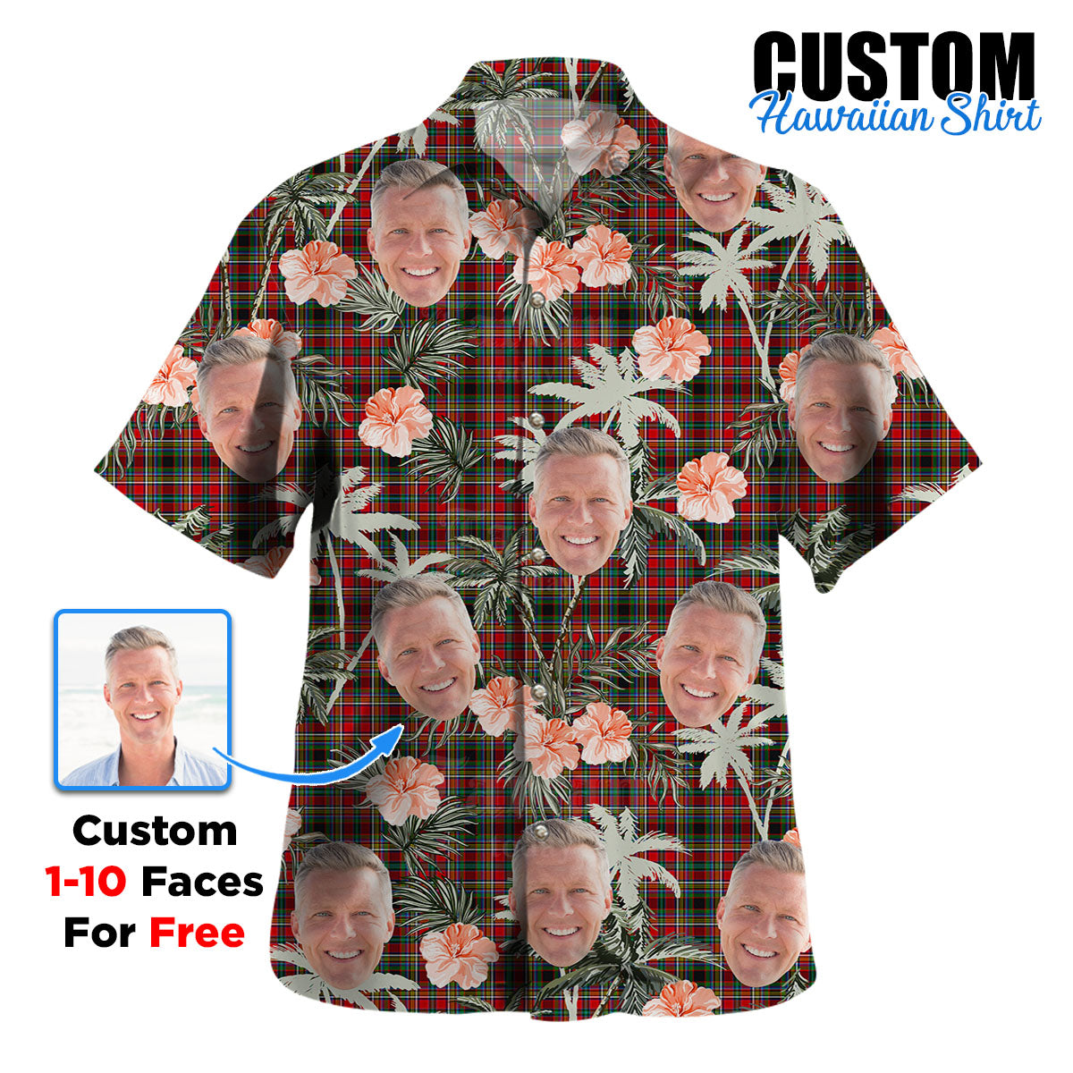 Clan Anderson of Arbrake Tartan Custom Face Hawaiian Shirt – Unisex Gift for Family Members, Summer Party HA88 Anderson of Arbrake Tartan Tartan Hawaii Shirt