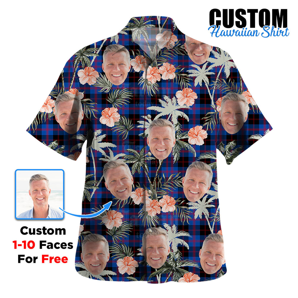Clan Angus Modern Tartan Custom Face Hawaiian Shirt – Unisex Gift for Family Members, Summer Party ZQ46 Angus Modern Tartan Tartan Hawaii Shirt