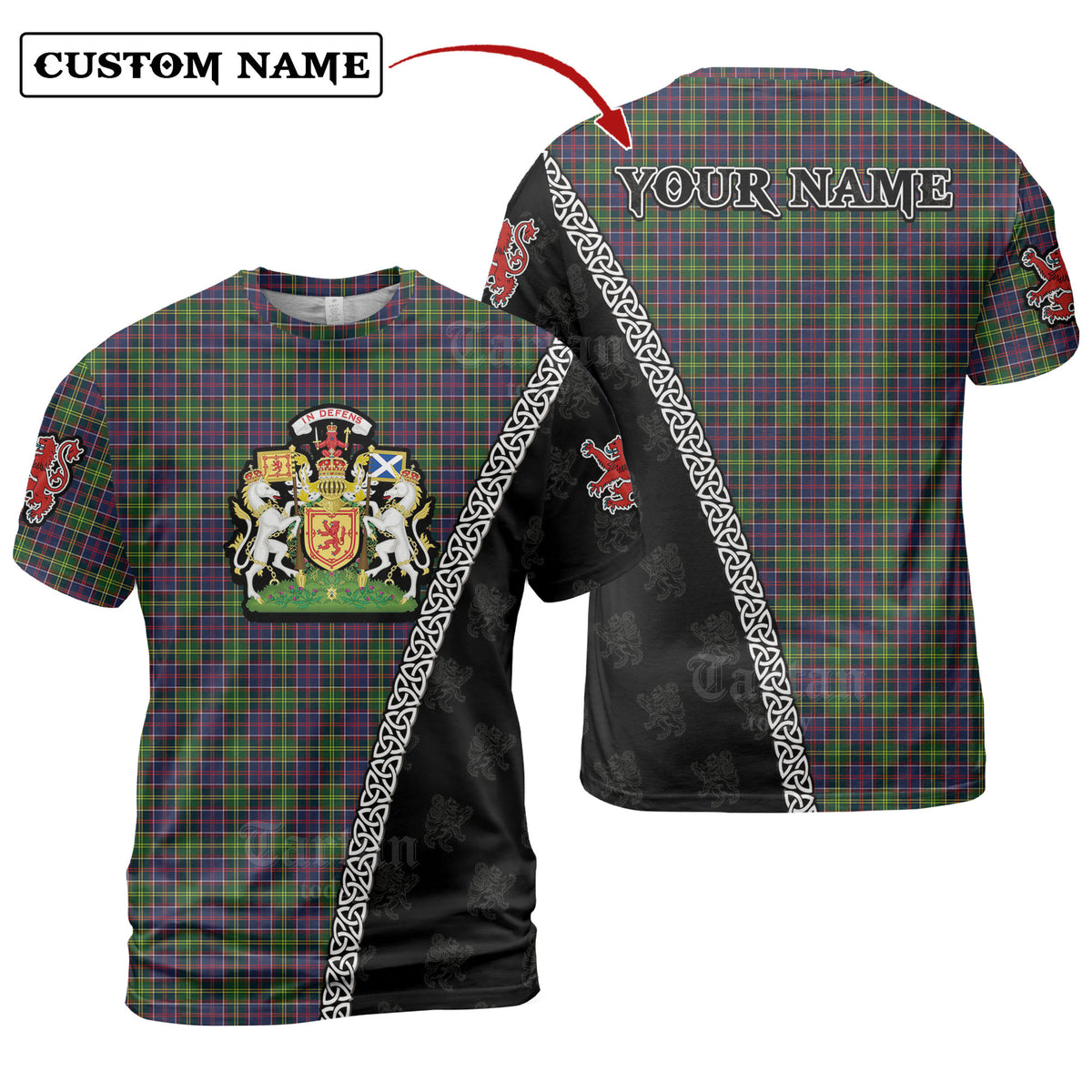 Ayrshire District Tartan Shirt with Scotland Coat of Arms & Custom Name WE74