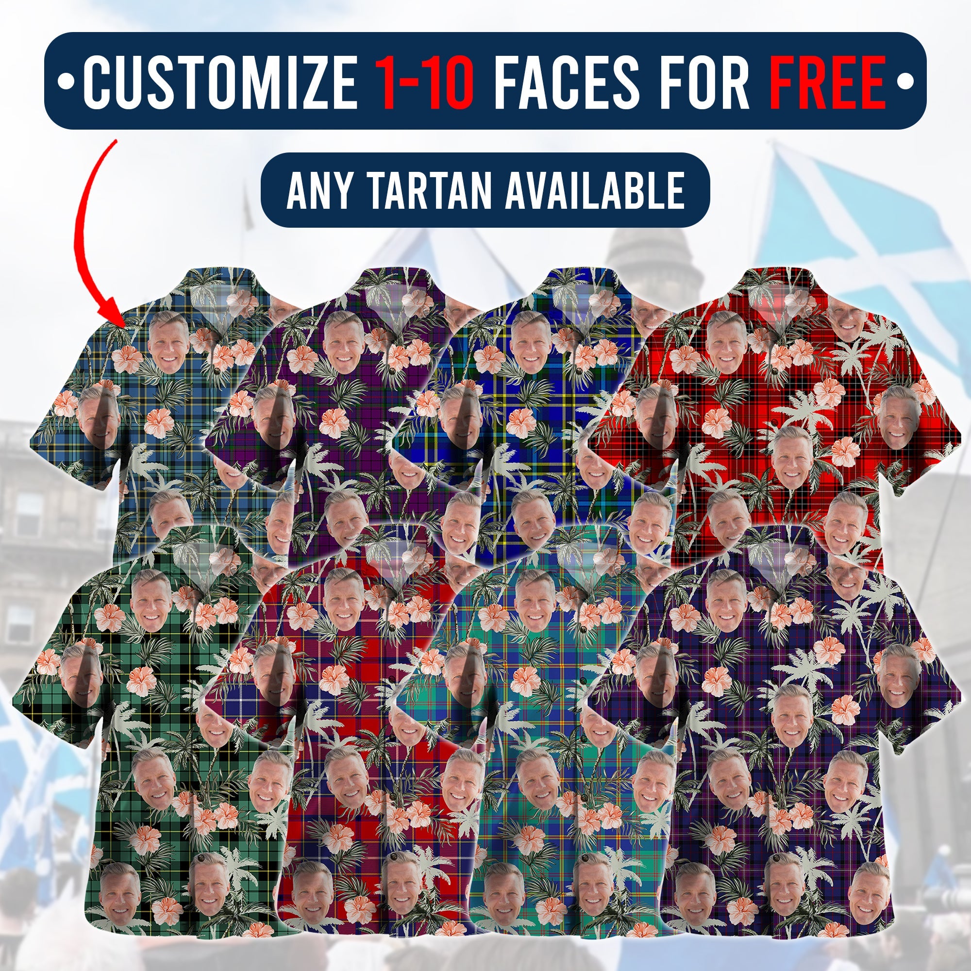 Clan Drummond Modern Tartan Custom Face Hawaiian Shirt – Unisex Gift for Family Members, Summer Party ZC19 Drummond Modern Tartan Tartan Hawaii Shirt