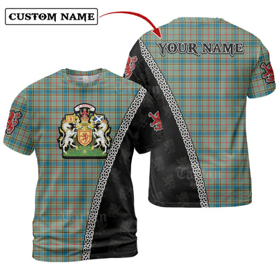 Personalized Clan Balfour Blue Tartan Shirt with Scotland Coat of Arms & Custom Name