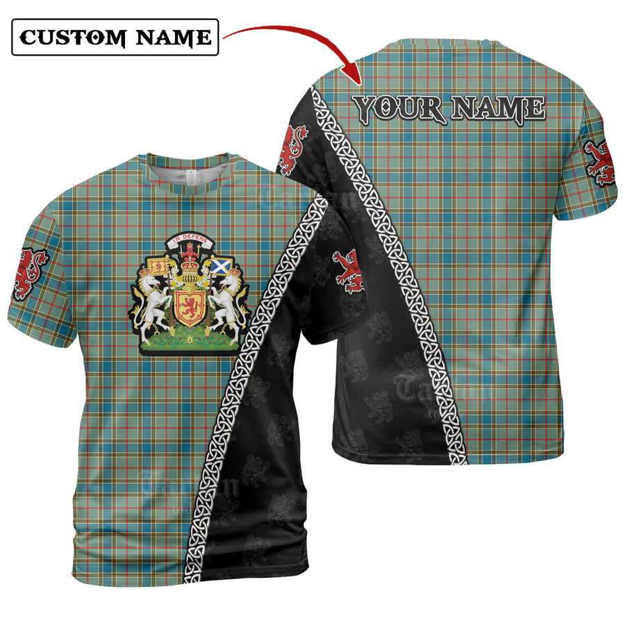 Balfour Blue Tartan Shirt with Scotland Coat of Arms & Custom Name FJ84