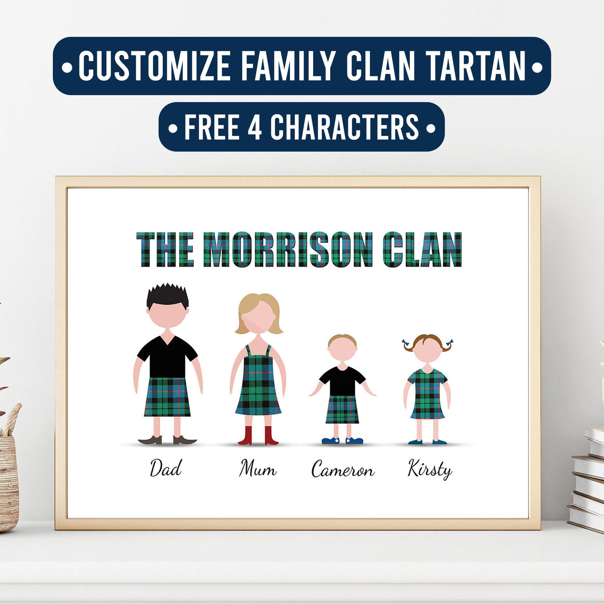 Scottish Clan Family Portrait – Personalized Canvas or Poster (Printed in the USA)