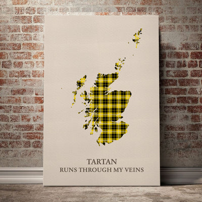 Clan Barclay Dress Modern Tartan Scotland Map Canvas “Tartan Runs Through My Veins” Wall Art PX20