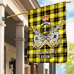 Custom Name Clan Barclay Dress Modern Tartan Garden Flag with Clan Crest and the Golden Sword of Courageous Legacy EO30