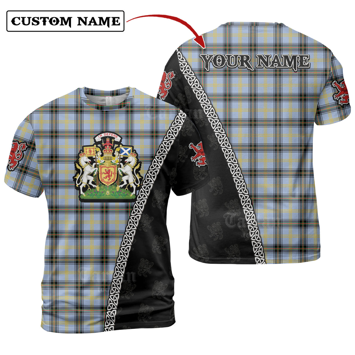 Bell of the Borders Tartan Shirt with Scotland Coat of Arms & Custom Name OL51
