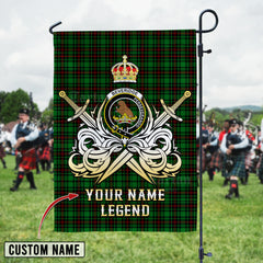 Personalized Custom Name Clan Beveridge Tartan Garden Flag with Clan Crest and the Golden Sword of Courageous Legacy NS81 - Beveridge Tartan Design, Scottish Heritage Gift