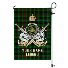 Custom Name Clan Beveridge Tartan Garden Flag with Clan Crest and the Golden Sword of Courageous Legacy NS81