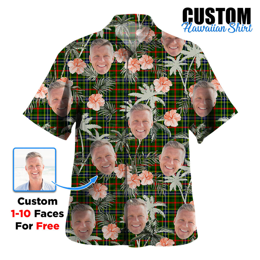Clan Bisset Tartan Custom Face Hawaiian Shirt – Unisex Gift for Family Members, Summer Party GN64 Bisset Tartan Tartan Hawaii Shirt