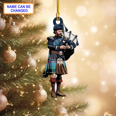 Personalized Clan Brodie Hunting Ancient Tartan Bagpipe Ornament with Custom Name – Scottish Christmas Tree Decoration