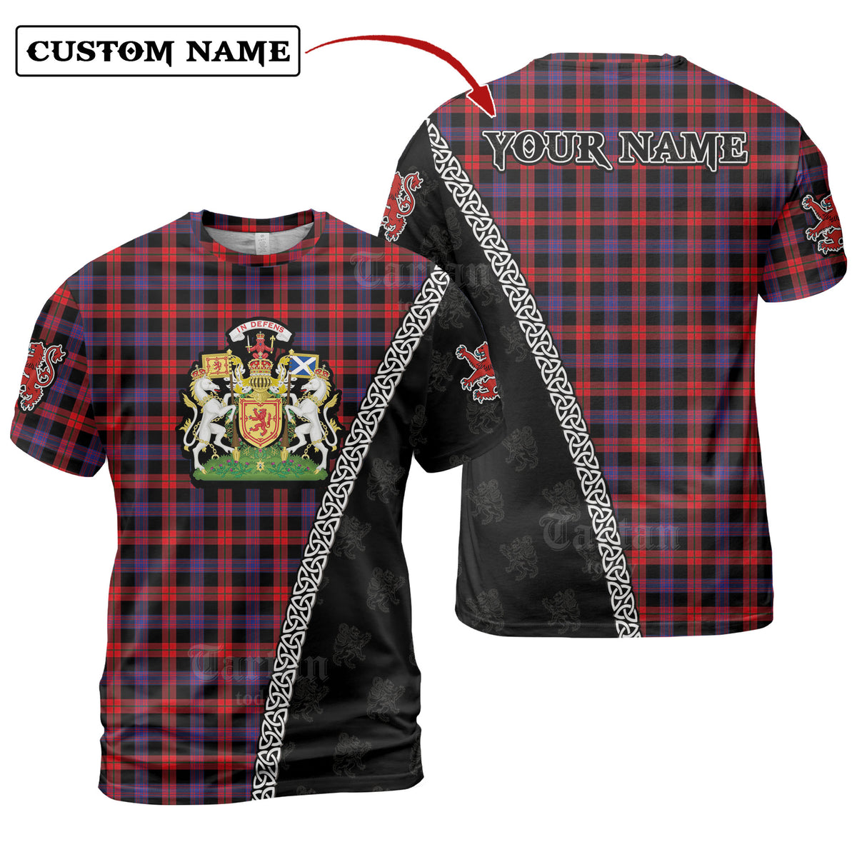 Brown Modern Tartan Shirt with Scotland Coat of Arms & Custom Name JL43