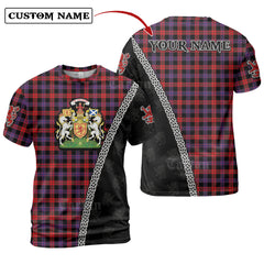 Brown Modern Tartan Shirt with Scotland Coat of Arms & Custom Name JL43