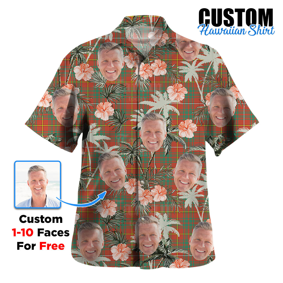 Clan Bruce Ancient Tartan Custom Face Hawaiian Shirt – Unisex Gift for Family Members, Summer Party IM36 Bruce Ancient Tartan Tartan Hawaii Shirt