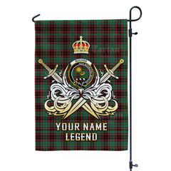 Custom Name Clan Buchan Ancient Tartan Garden Flag with Clan Crest and the Golden Sword of Courageous Legacy CR77