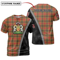 Buchanan Old Set Weathered Tartan Shirt with Scotland Coat of Arms & Custom Name KZ36
