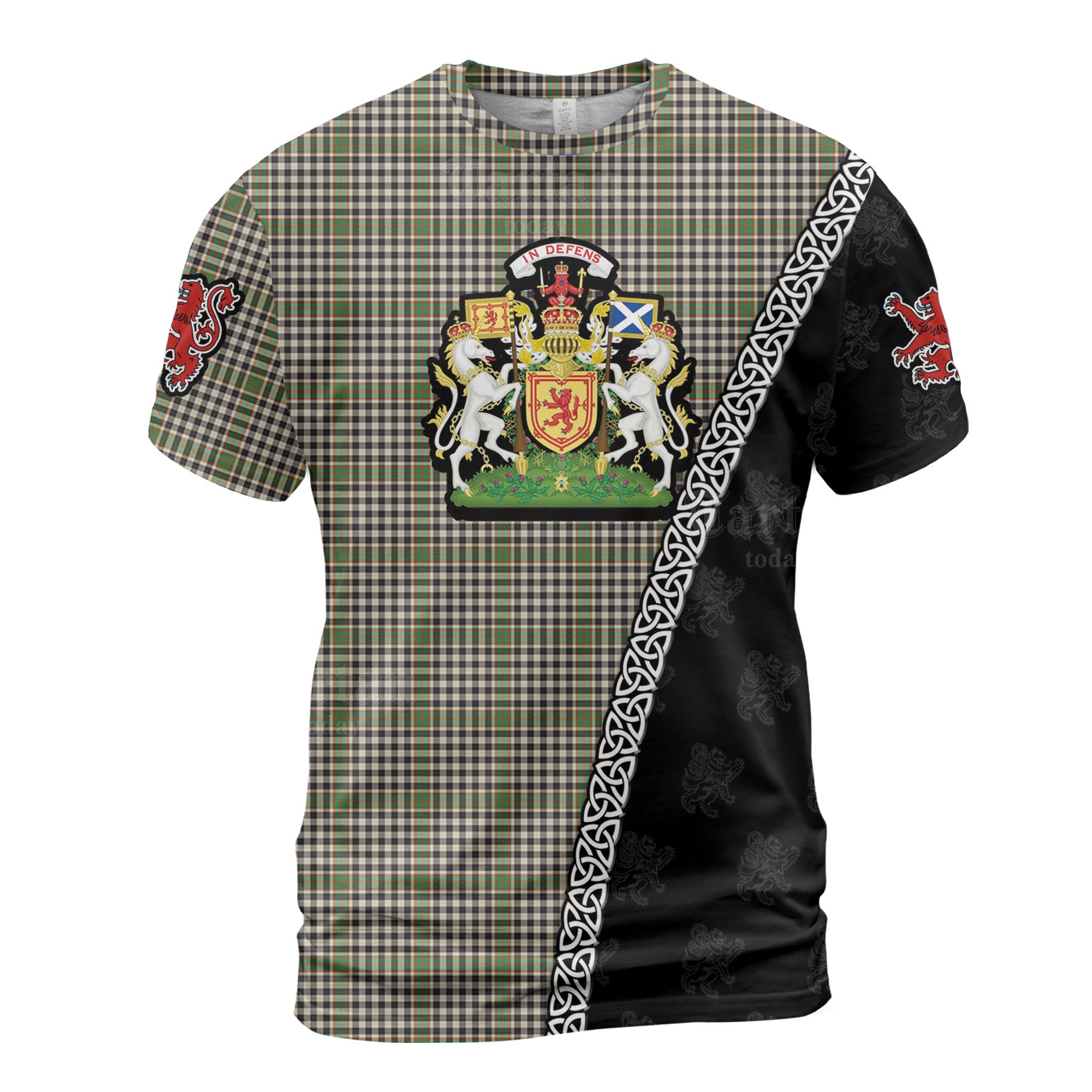 Personalized Clan Burns Check Tartan Shirt with Scotland Coat of Arms & Custom Name EQ22