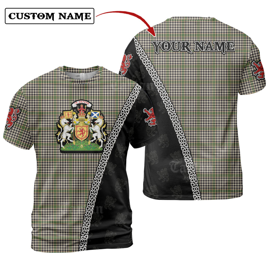Burns Check Tartan Shirt with Scotland Coat of Arms & Custom Name EQ22