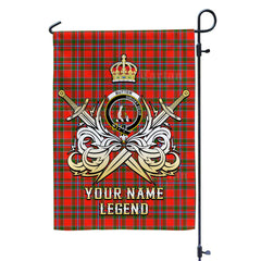 Custom Name Clan Butter Tartan Garden Flag with Clan Crest and the Golden Sword of Courageous Legacy YE33