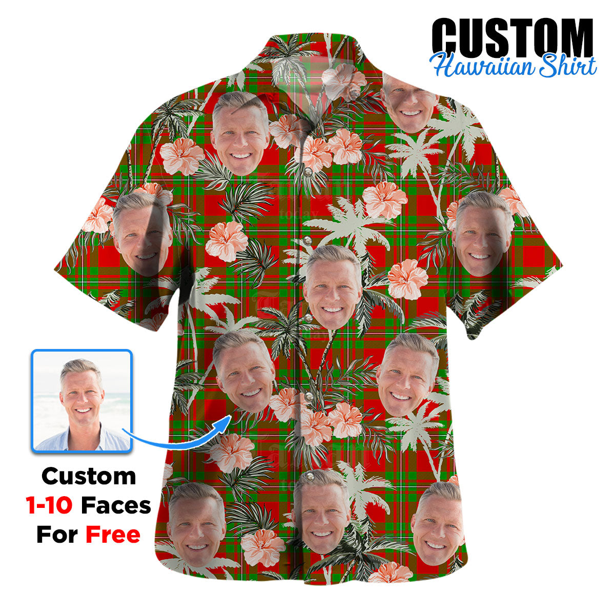 Clan Callander Modern Tartan Custom Face Hawaiian Shirt – Unisex Gift for Family Members, Summer Party DJ89 Callander Modern Tartan Tartan Hawaii Shirt