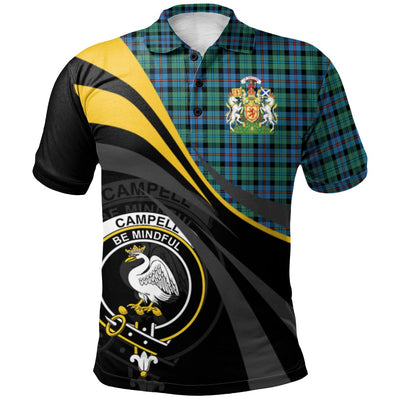 Clan Campbell of Cawdor Ancient Tartan Polo Shirt - Royal Coat Of Arms Style