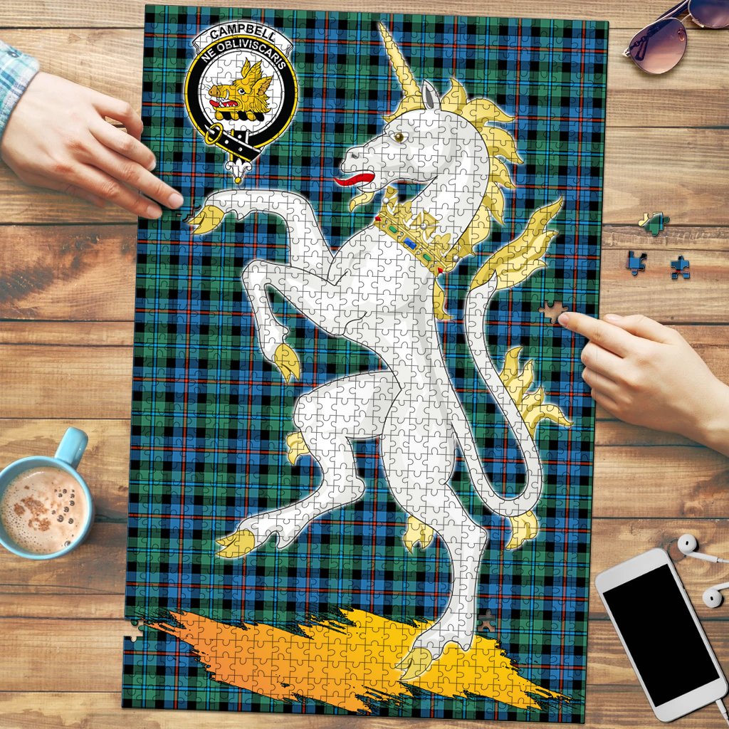 Clan Campbell of Cawdor Ancient Tartan Crest Unicorn Scotland Jigsaw Puzzles Gift For Family NR93 Clan Campbell of Cawdor Tartan Today   