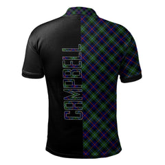 Clan Campbell of Cawdor Modern Tartan Polo Shirt Half of Me - Cross Style AC15 Campbell of Cawdor Modern Tartan Tartan Polo   