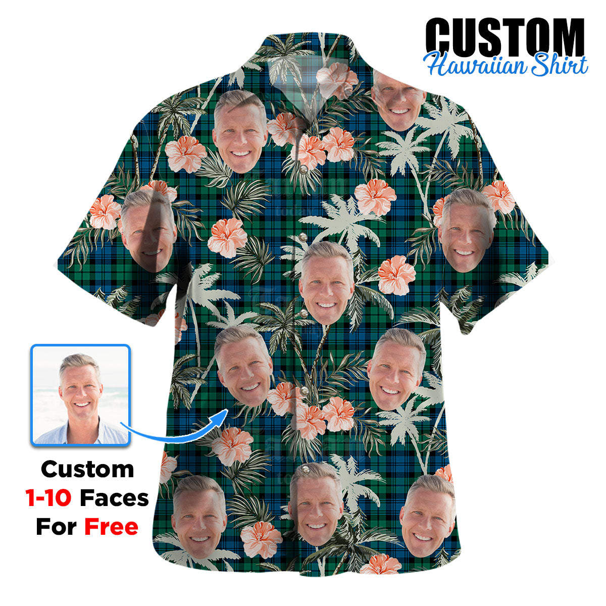 Clan Campbell Ancient Tartan Custom Face Hawaiian Shirt – Unisex Gift for Family Members, Summer Party LQ20 Campbell Ancient Tartan Tartan Hawaii Shirt