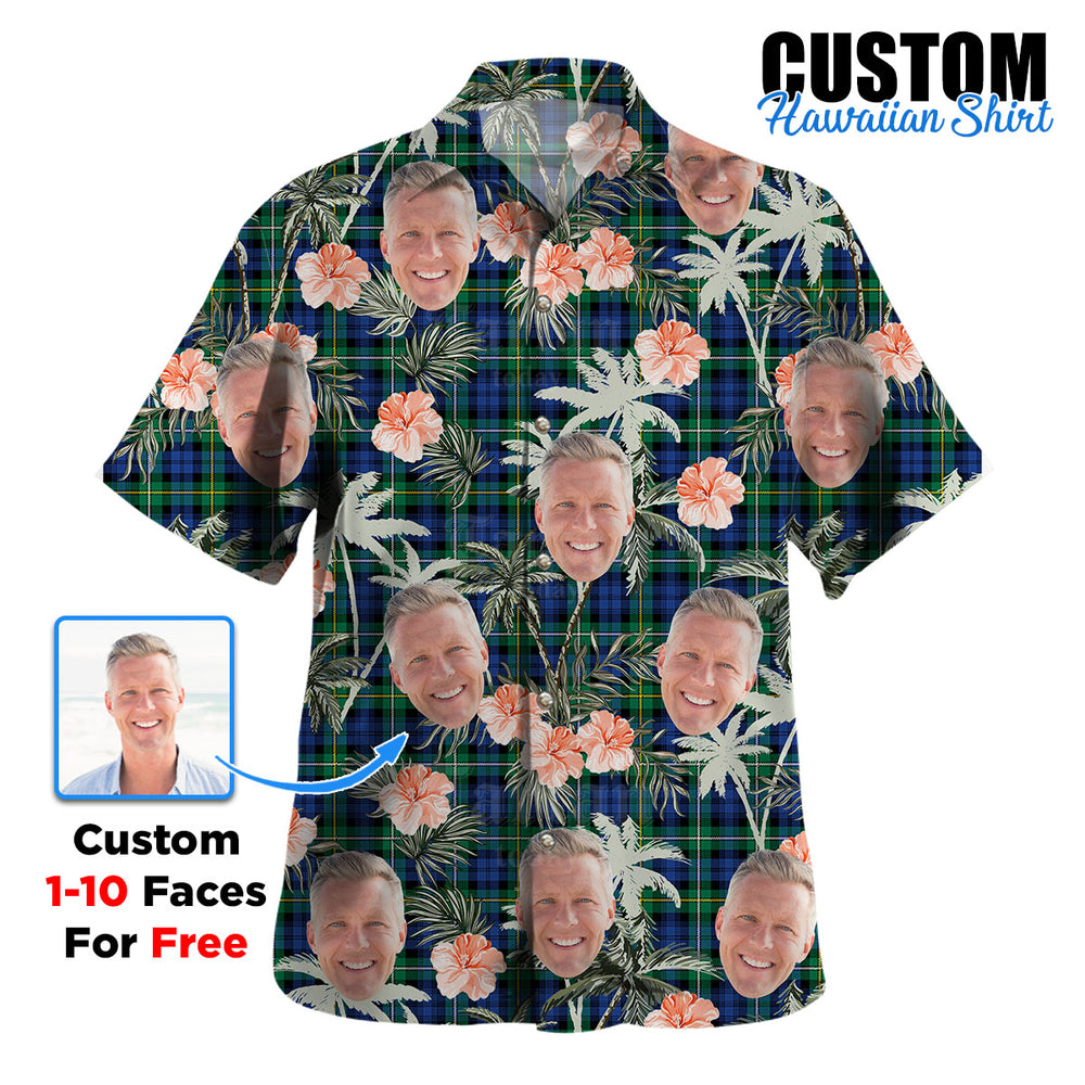 Clan Campbell Argyll Ancient Tartan Custom Face Hawaiian Shirt – Unisex Gift for Family Members, Summer Party EZ78 Campbell Argyll Ancient Tartan Tartan Hawaii Shirt